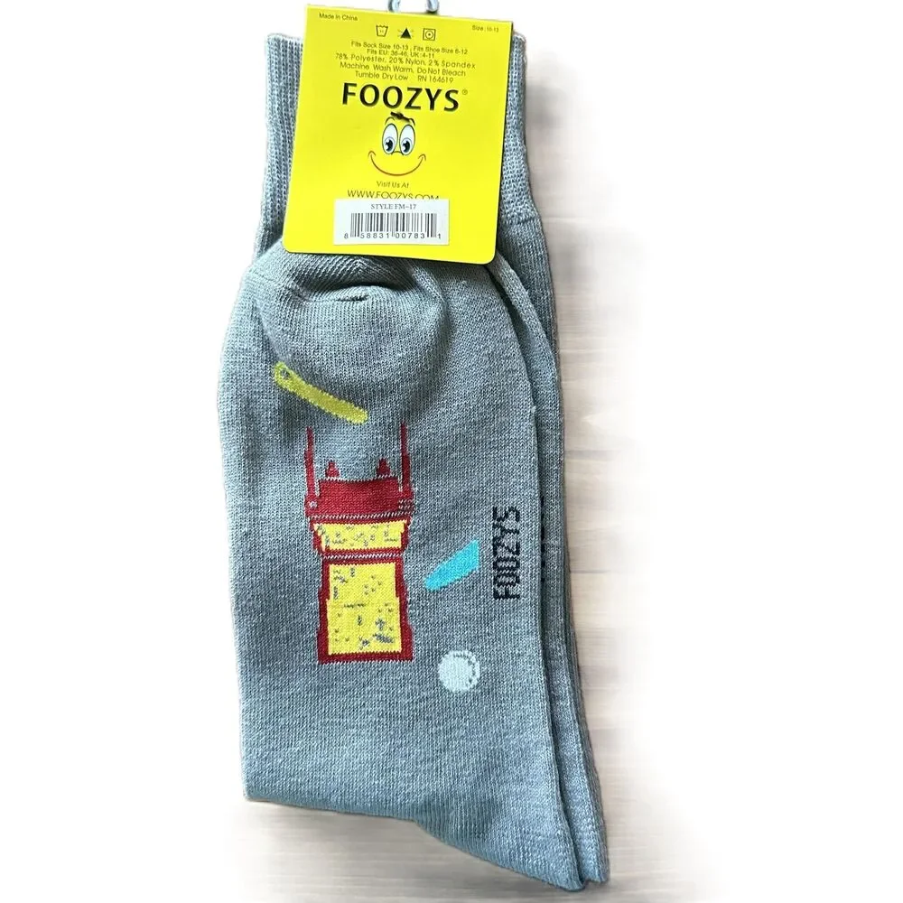 Foozys Gray Pin Ball Retro Novelty Printed Crew Mens Socks One Size New